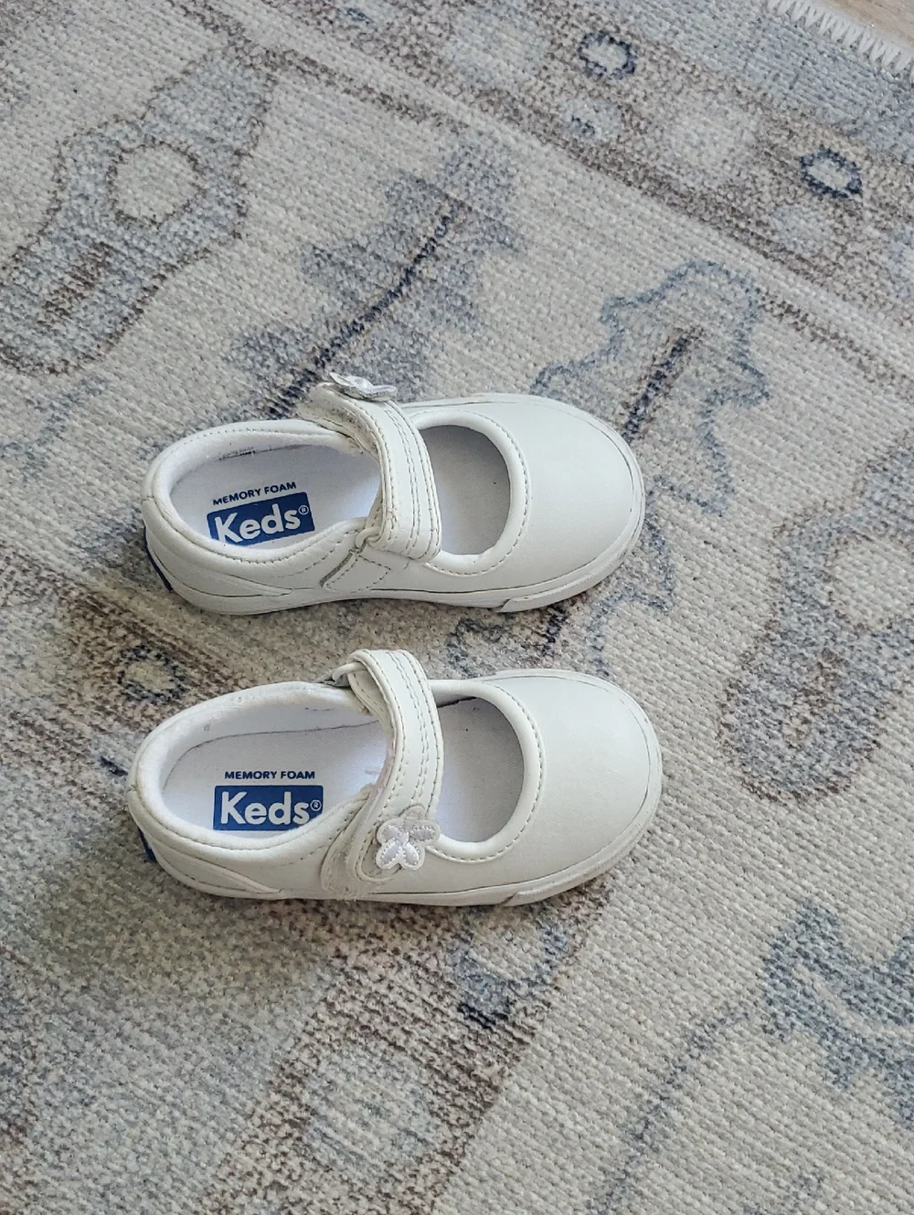 Keds Baby Girls Mary Jane Ella White Leather Sneakers Sz5